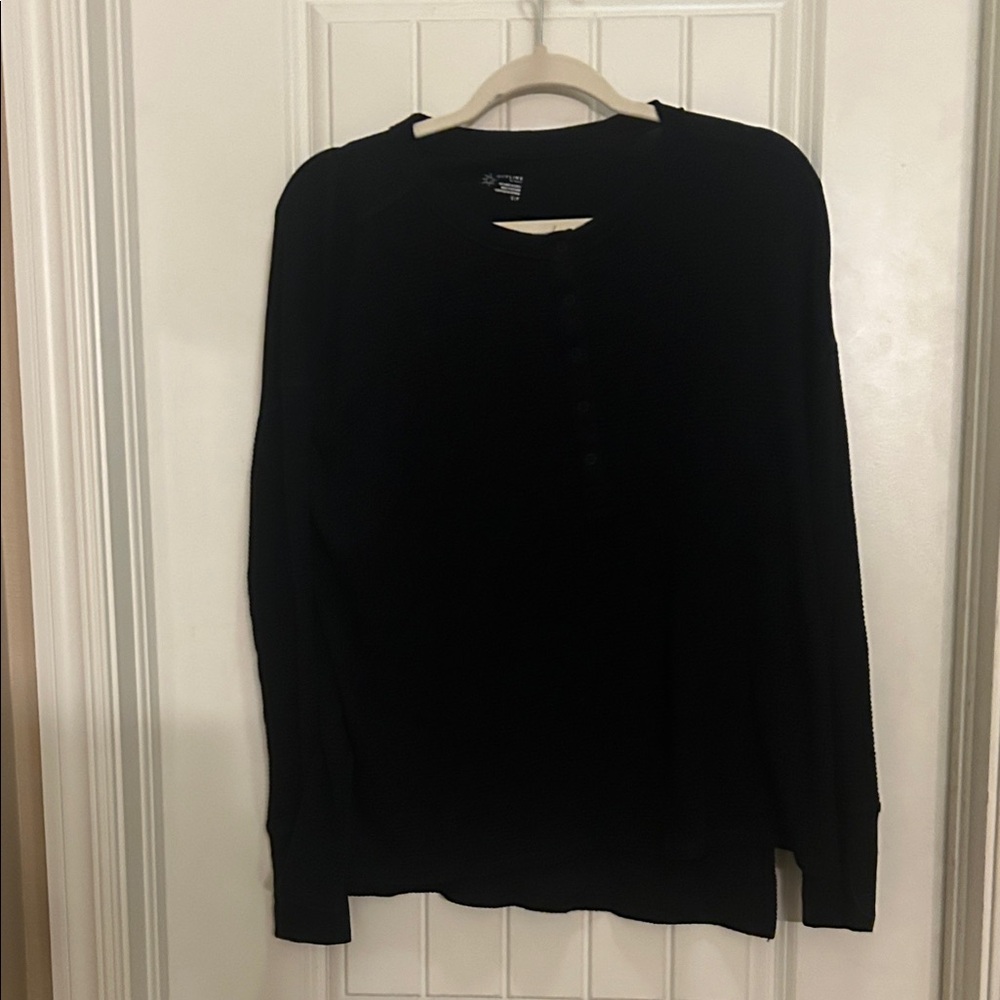 Aerie offline S Black Long Sleeve Henley Shirt
